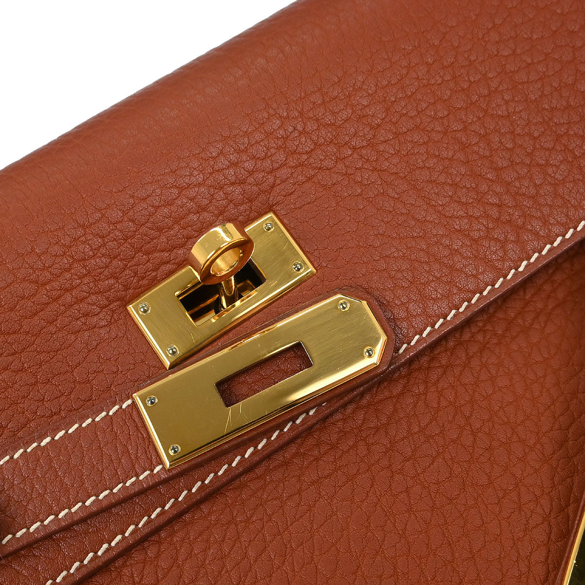 Hermes Brique Togo Kelly 35 Sellier 2way Shoulder Handbag - Image 10