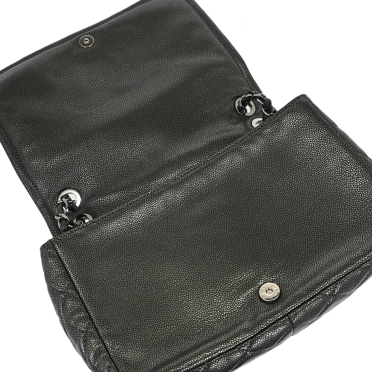 Chanel 2010-2011 Gray Caviar Full Flap Chain Shoulder Bag - Image 7