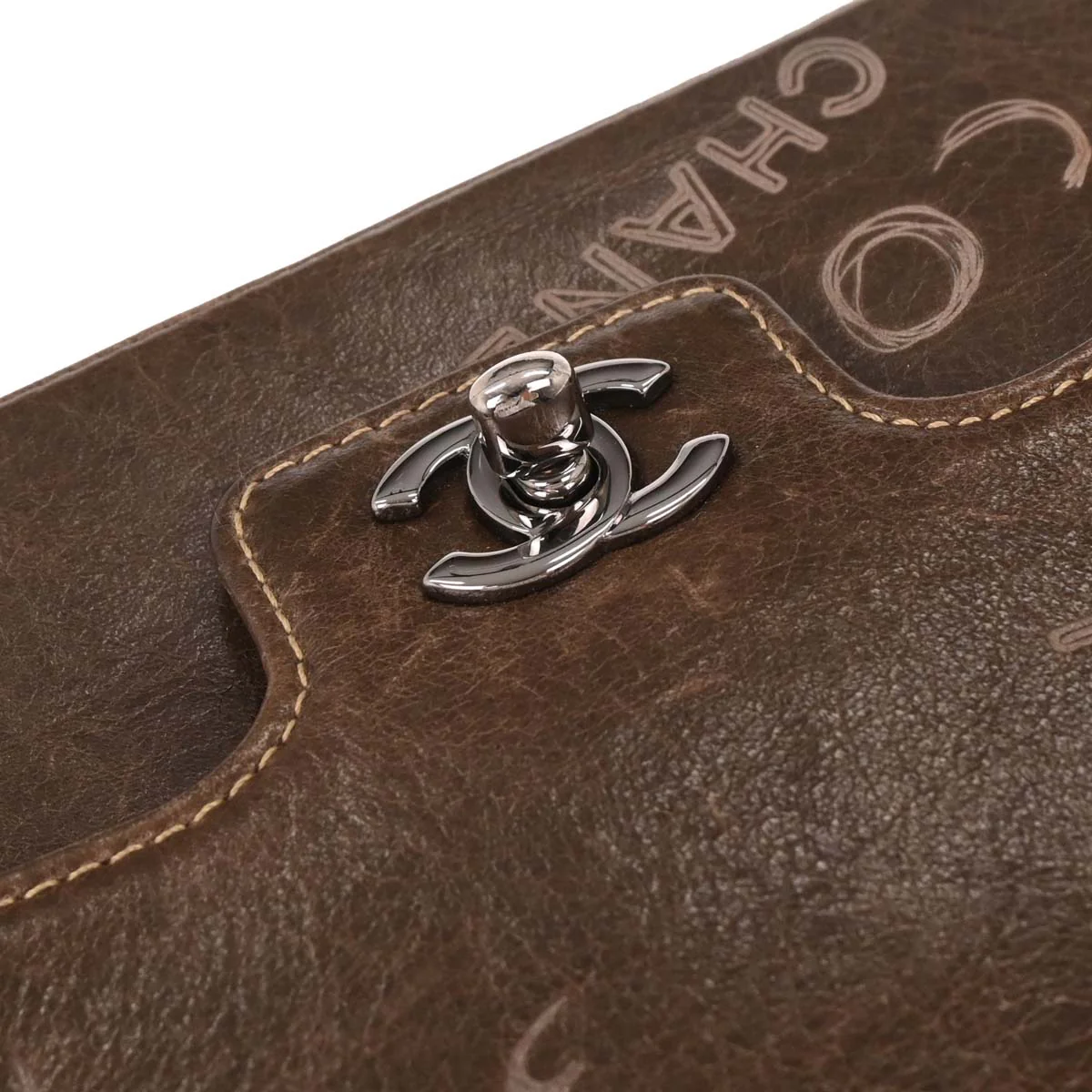 Chanel 2003-2004 Brown Calfskin Mademoiselle Graffiti Bag Shoulder Bag - Image 5