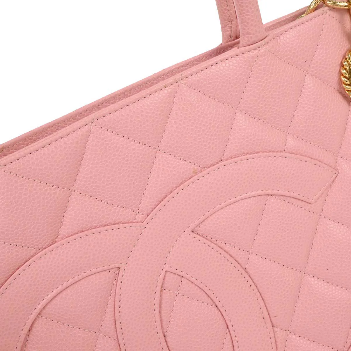 Chanel 2003-2004 Pink Caviar Medallion Tote Handbag - Image 7