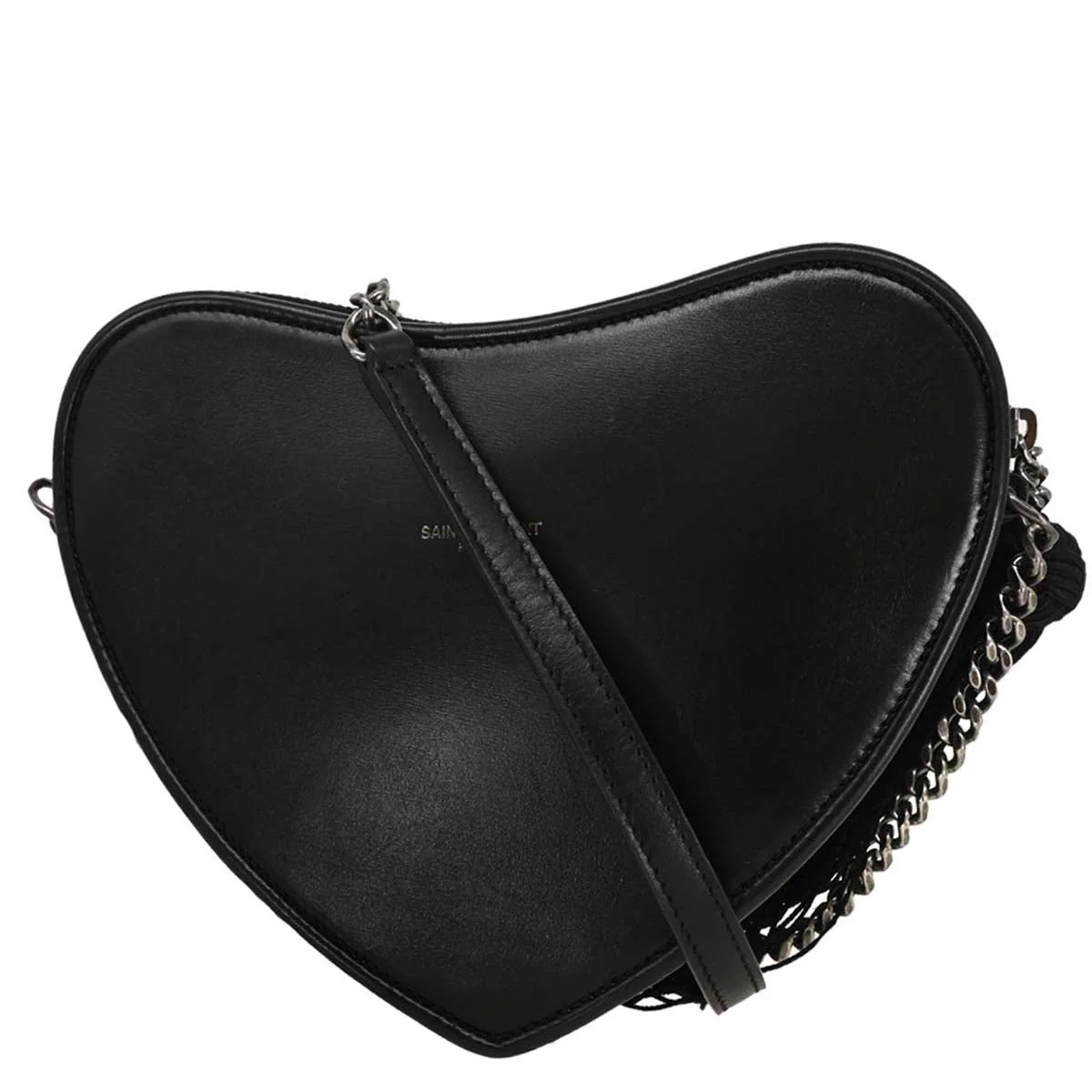 Saint Laurent Black Leather Heart Shoulder Bag - Image 2