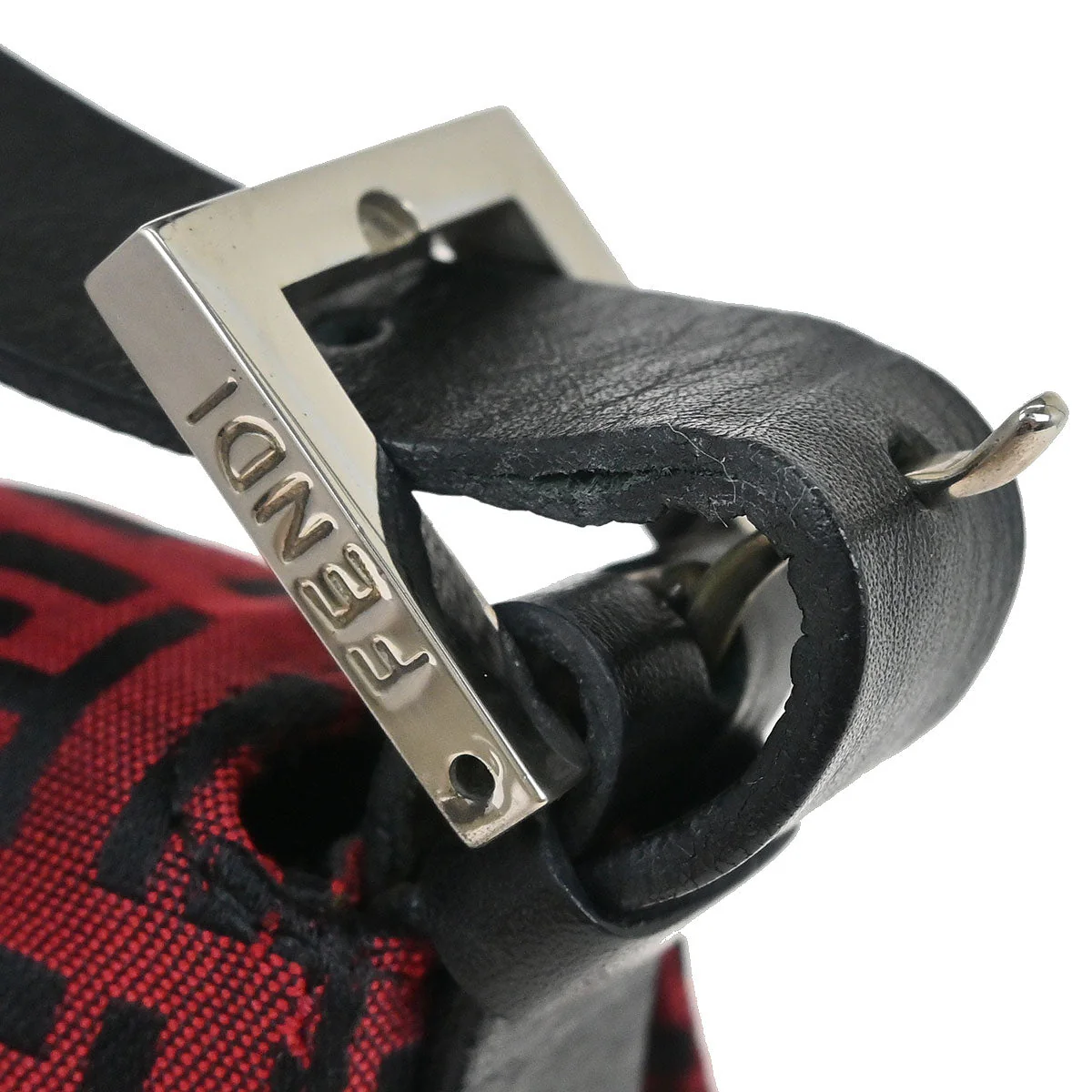 Fendi Red Zucchino Baguette Handbag - Image 5