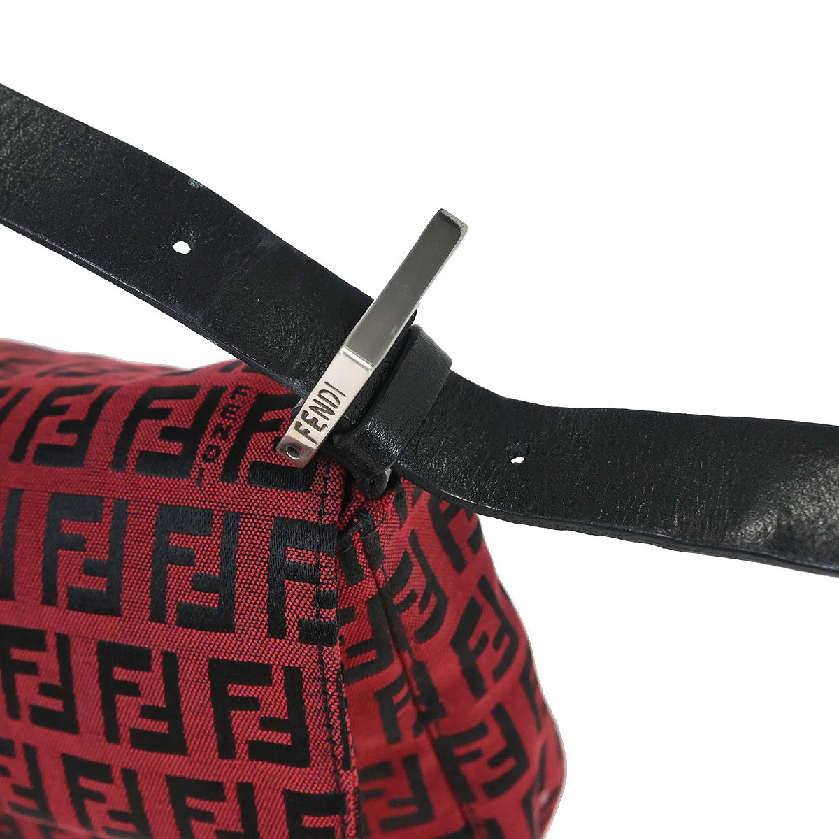 Fendi Red Zucchino Baguette Handbag - Image 6