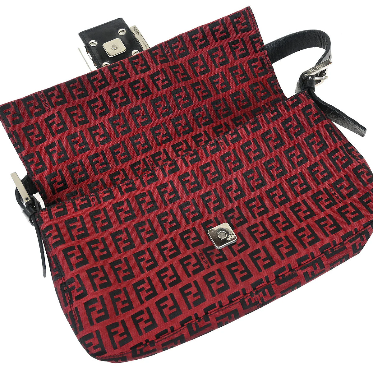 Fendi Red Zucchino Baguette Handbag - Image 7