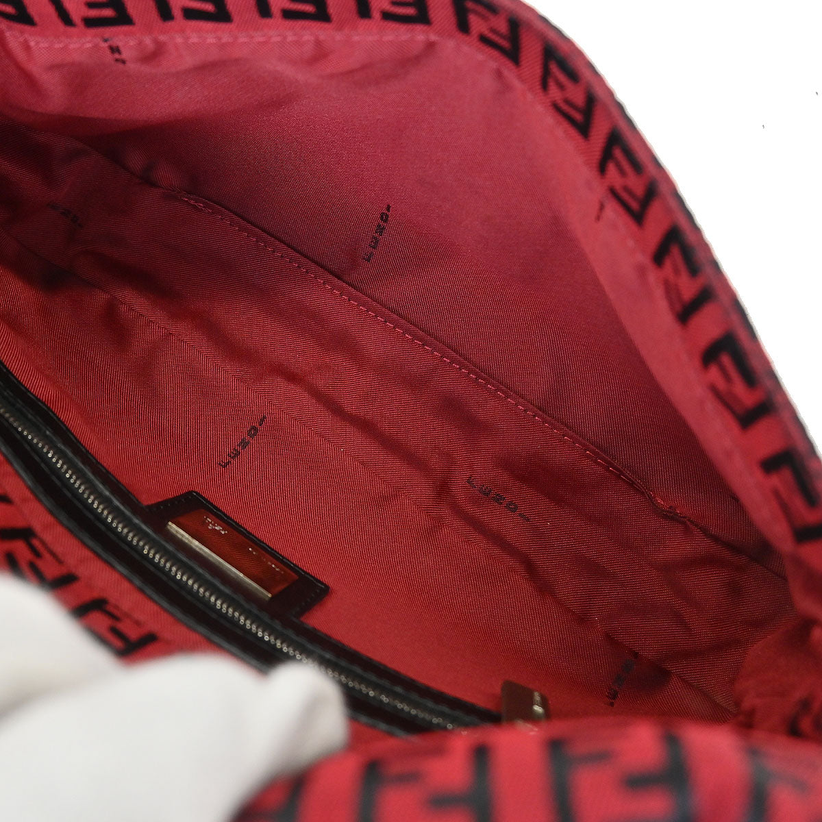 Fendi Red Zucchino Baguette Handbag - Image 8