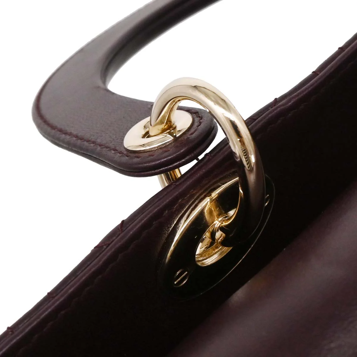 Christian Dior Bordeaux Lambskin Large Lady Dior 2way Shoulder Handbag - Image 5