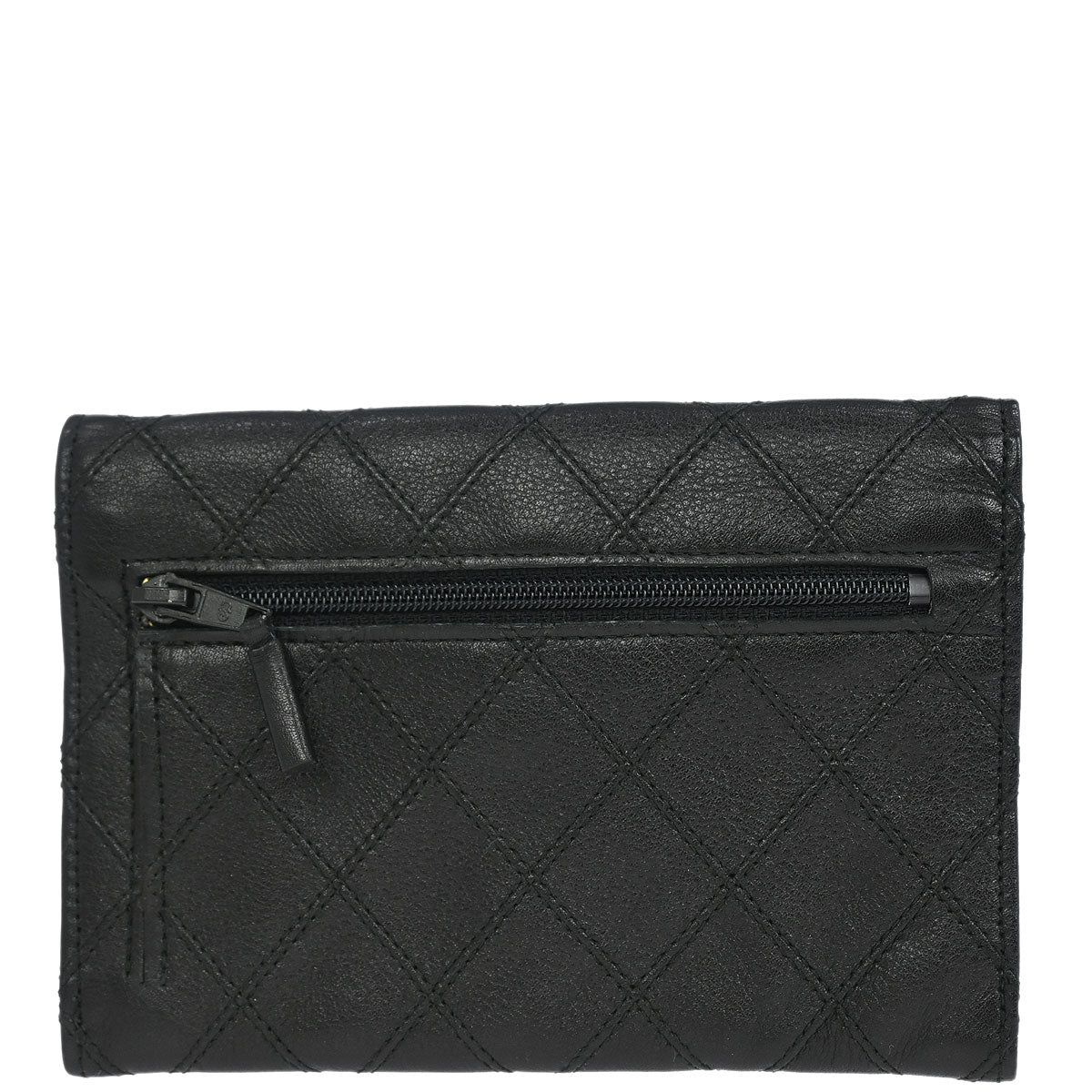 Chanel 1989-1991 Black Lambskin Bicolore Wallet Coin Purse - Image 2