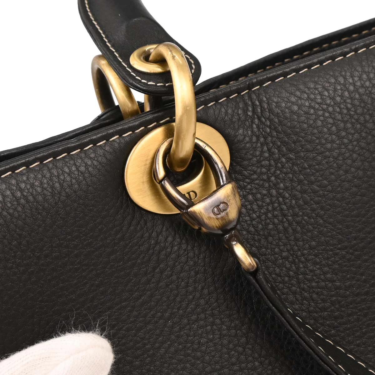 Christian Dior Black Calfskin Large Lady Dior 2way Shoulder Handbag - Image 3