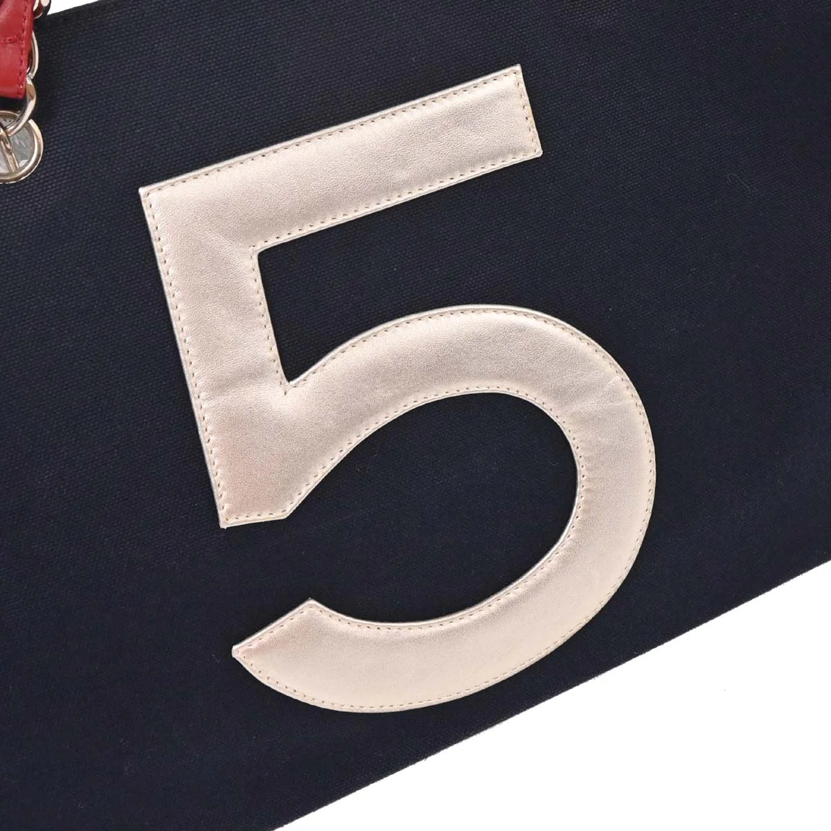 Chanel 2002-2003 Navy Silver Canvas No.5 Choco Bar Tote Handbag - Image 4