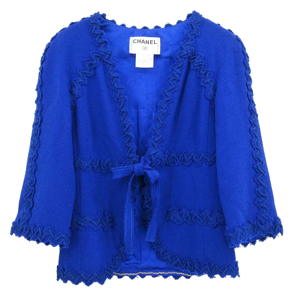 Chanel 2007 Collarless Single Breasted Jacket Blue #36