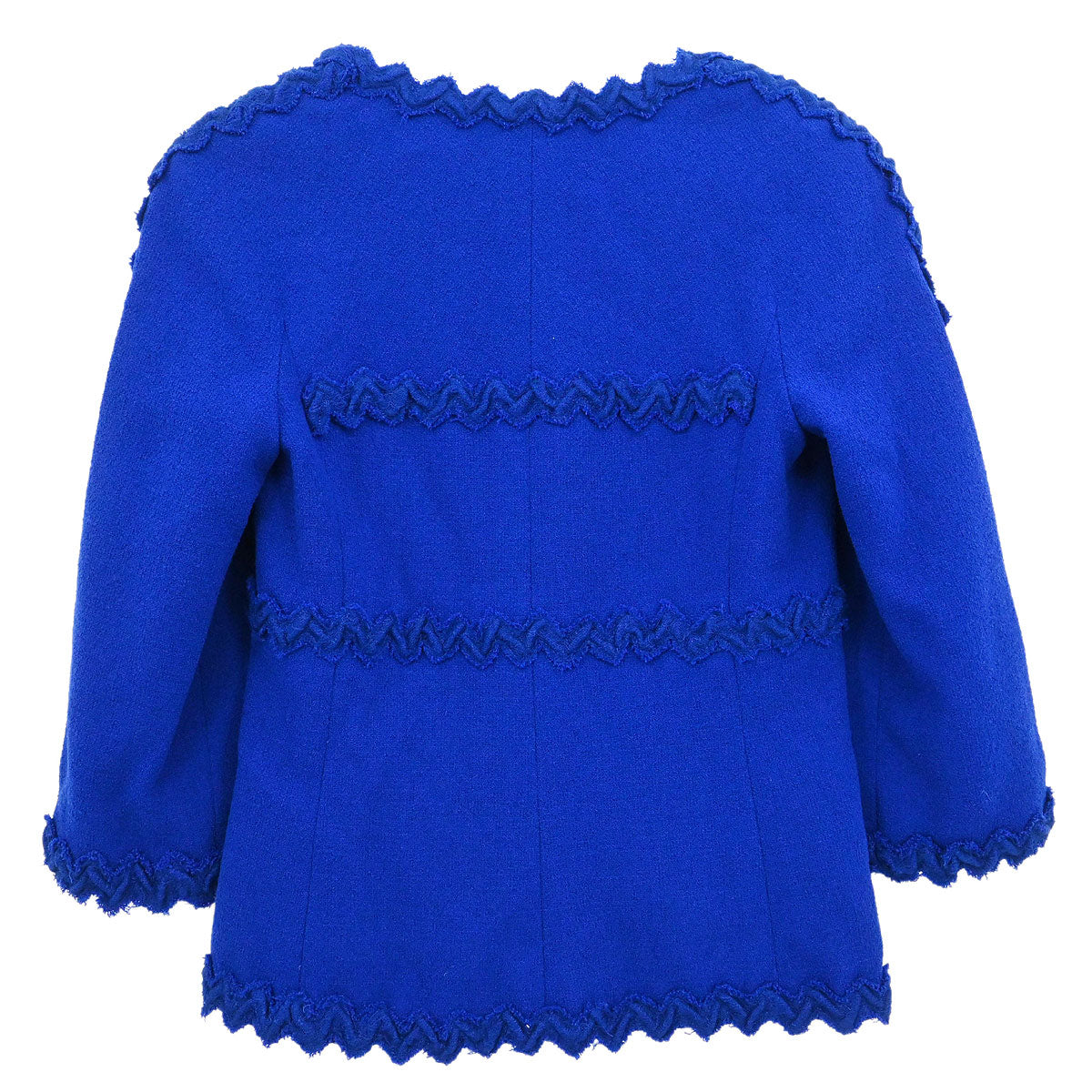 Chanel 2007 Collarless Single Breasted Jacket Blue #36 - Image 2