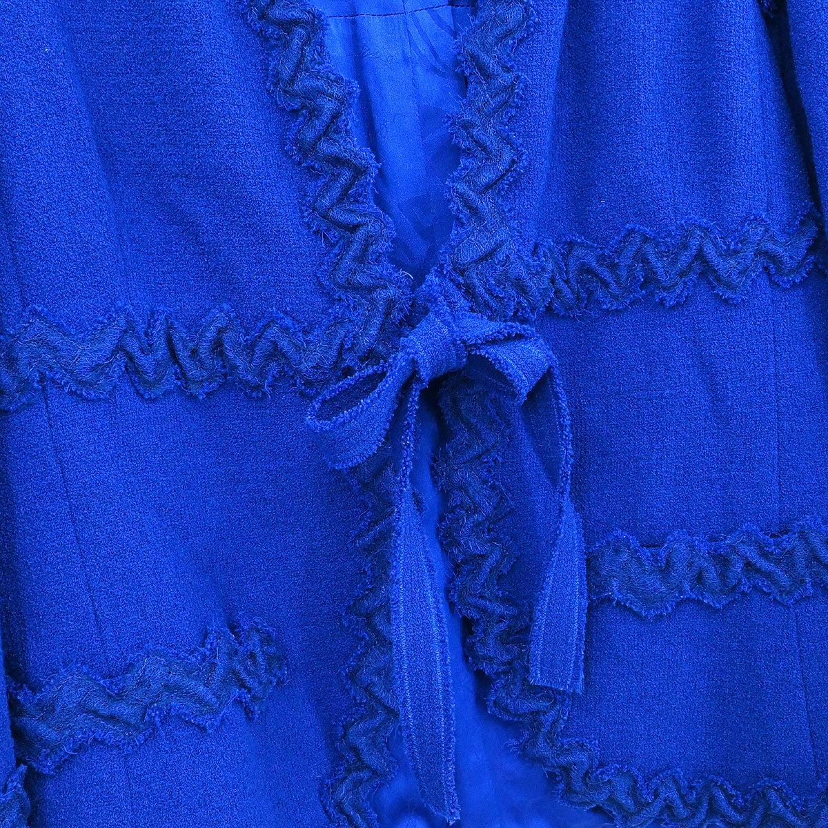 Chanel 2007 Collarless Single Breasted Jacket Blue #36 - Image 4