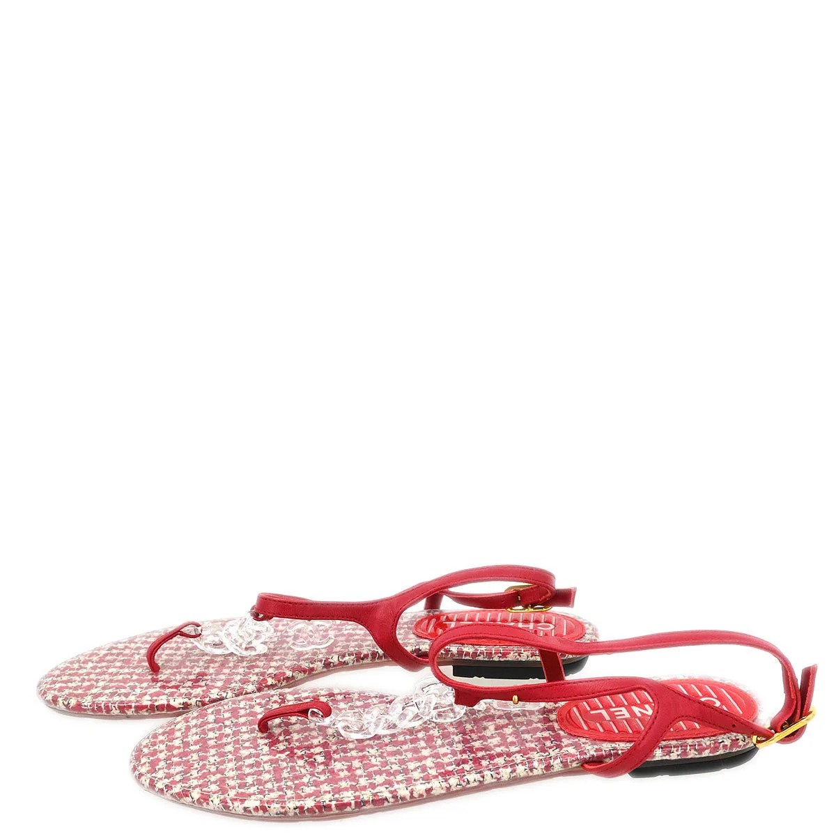 Chanel * Red Sandals Shoes #37 - Image 2