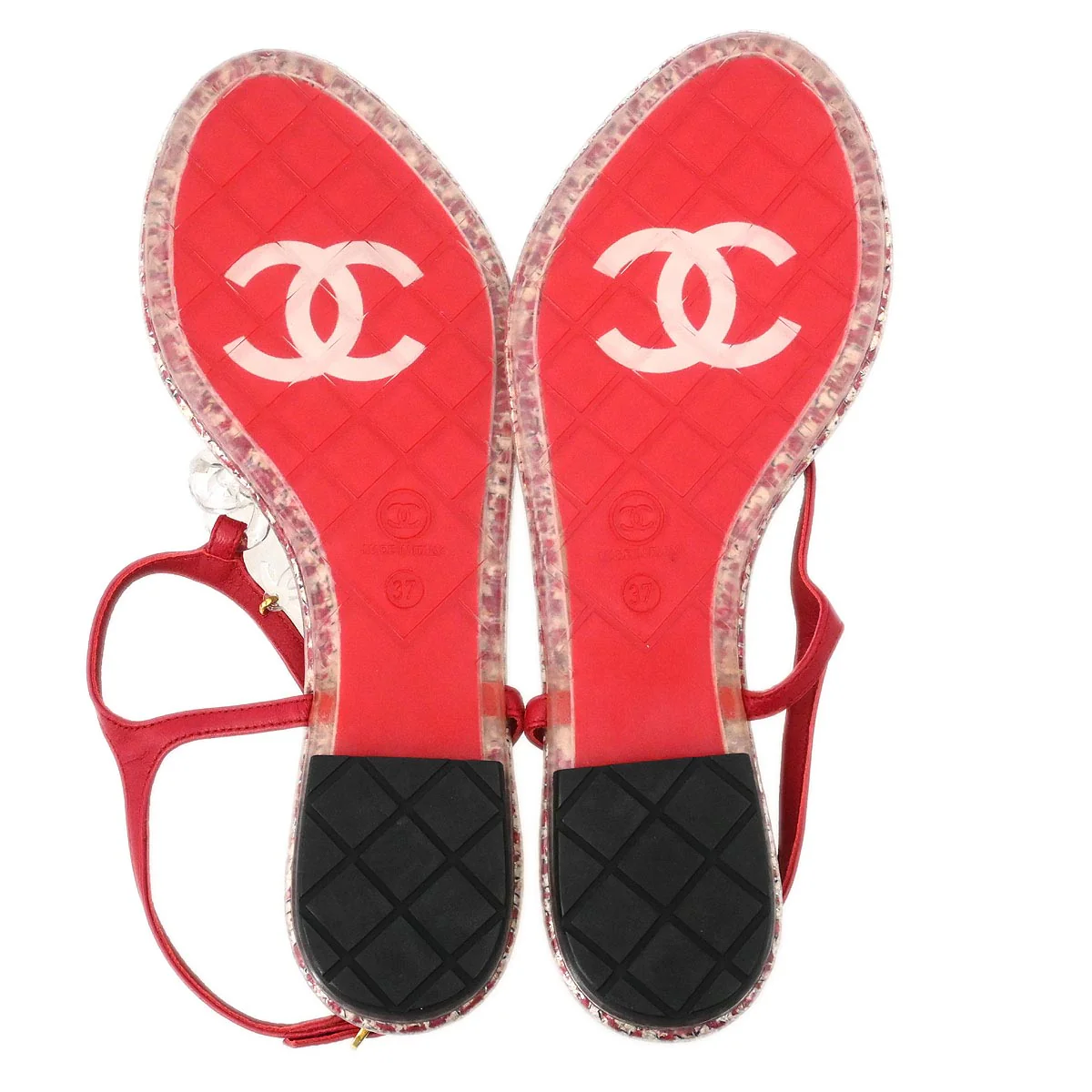 Chanel * Red Sandals Shoes #37 - Image 3