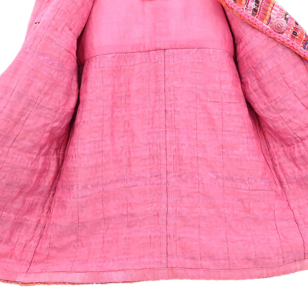 Chanel Single Breasted Collarless Jacket Pink - Image 7