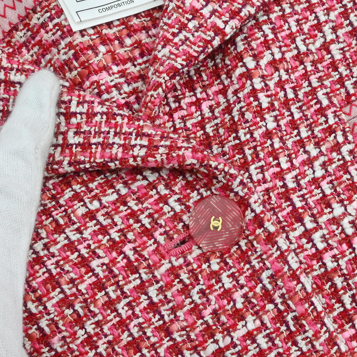 Chanel 2002 Single Breasted Tweed Jacket Pink #38 - Image 4