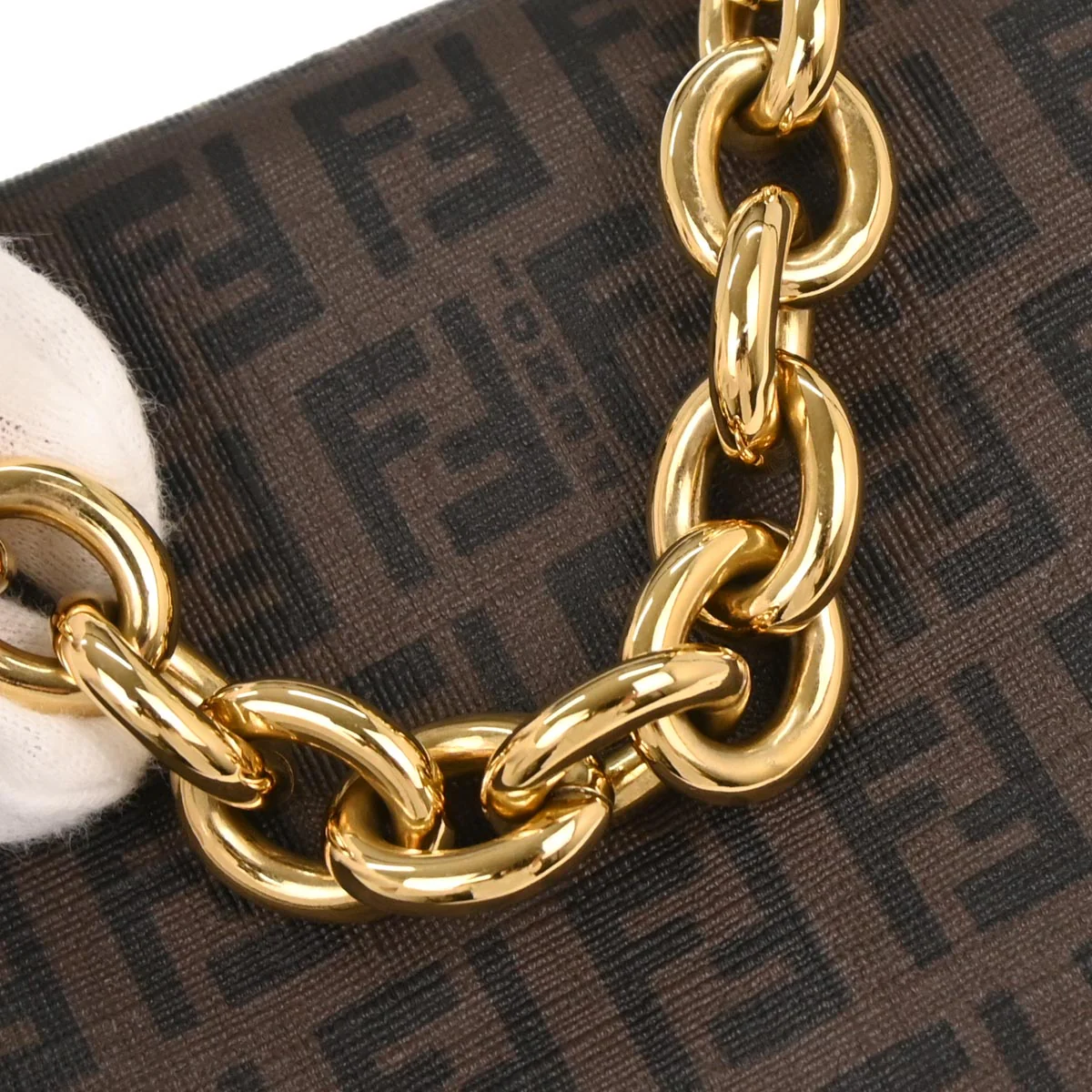 Fendi Brown PVC Zucchino Handbag - Image 3