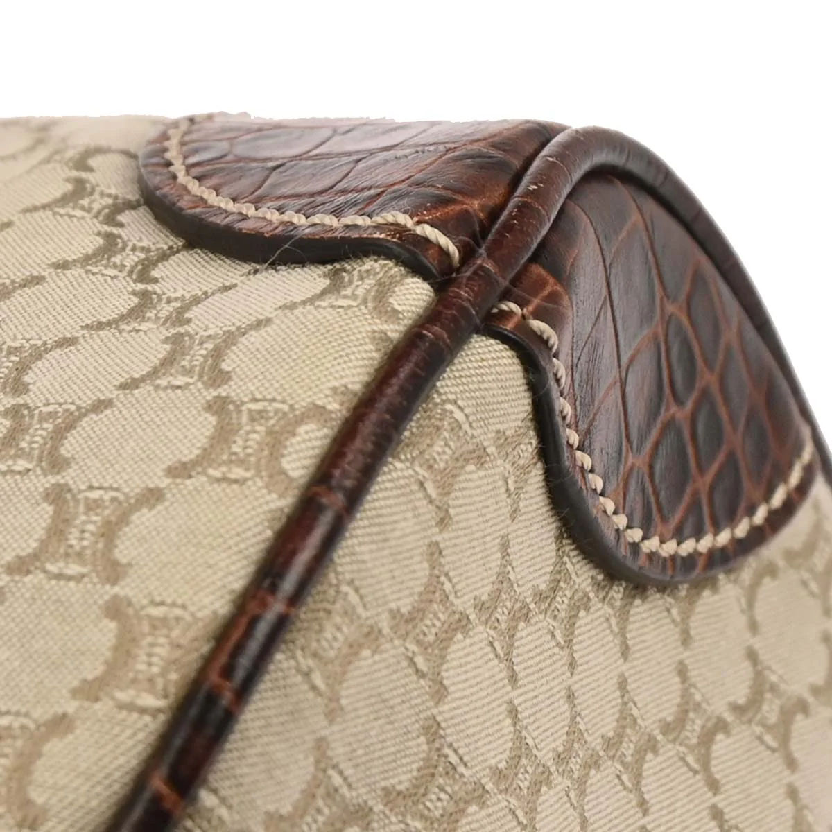 Celine * Beige Canvas Macadam Handbag - Image 6