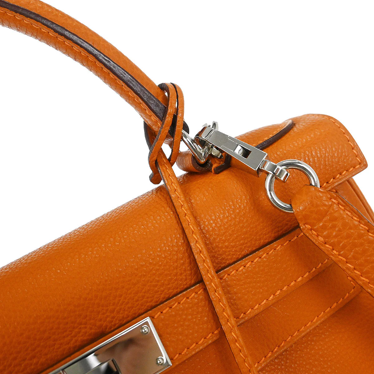 Hermes Potiron Togo Kelly 28 Retourne 2way Shoulder Handbag - Image 5