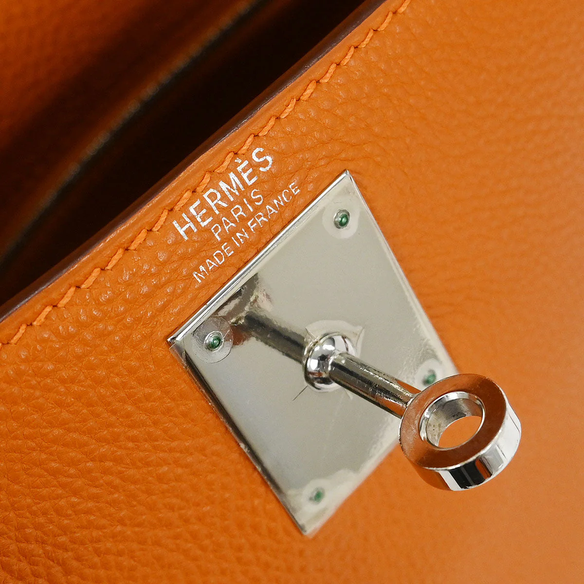 Hermes Potiron Togo Kelly 28 Retourne 2way Shoulder Handbag - Image 9