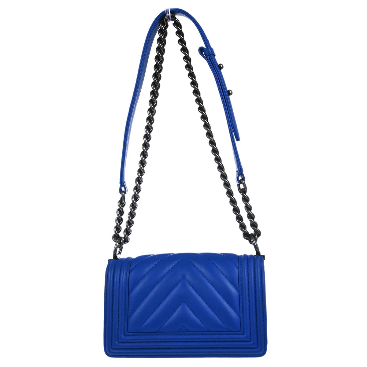 Boy Chanel 2016-2017 Blue Lambskin Chevron Small Chain Shoulder Bag - Image 2
