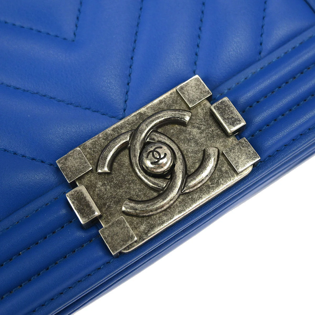Boy Chanel 2016-2017 Blue Lambskin Chevron Small Chain Shoulder Bag - Image 4