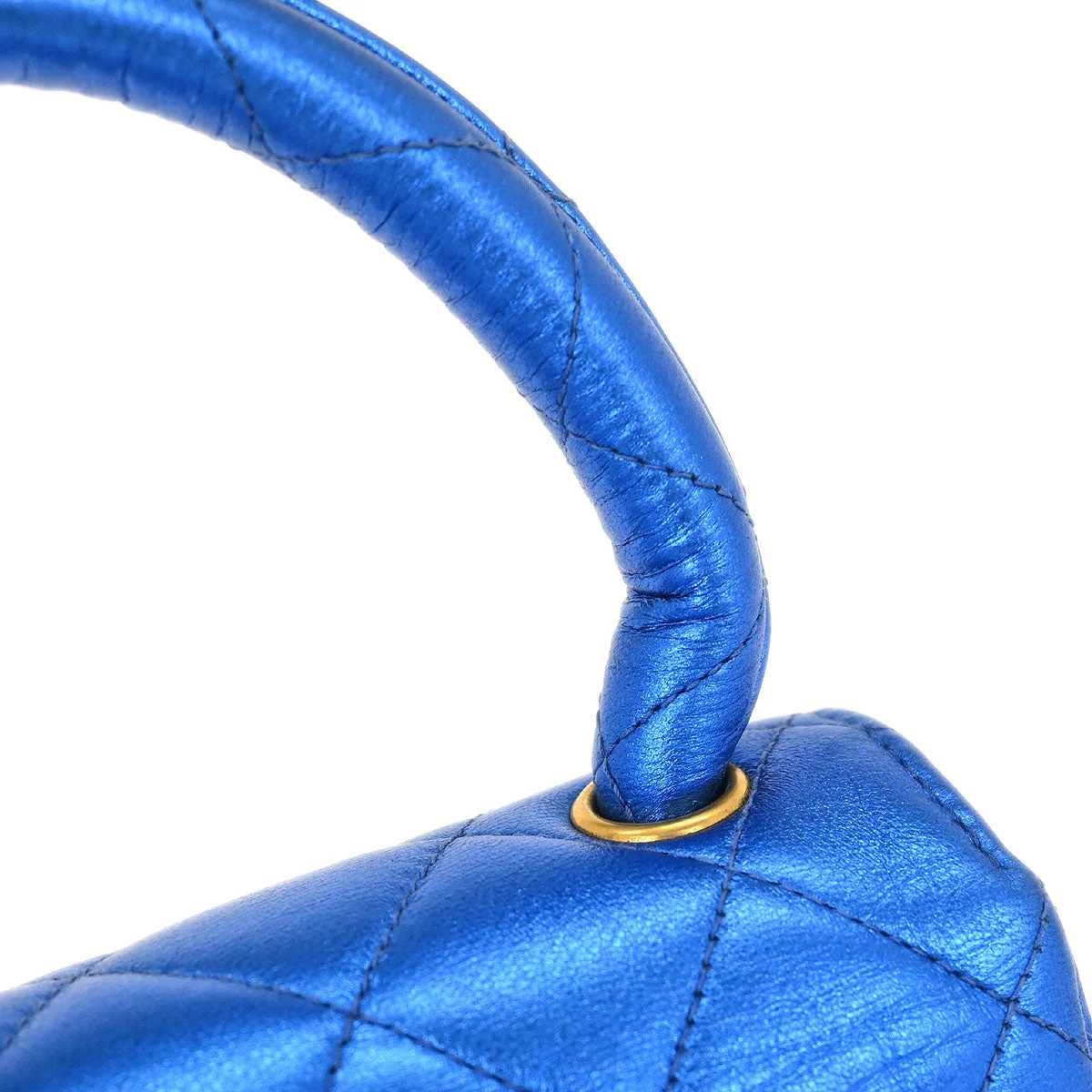 Chanel Metallic Blue Lambskin Mini Square Handbag - Image 4