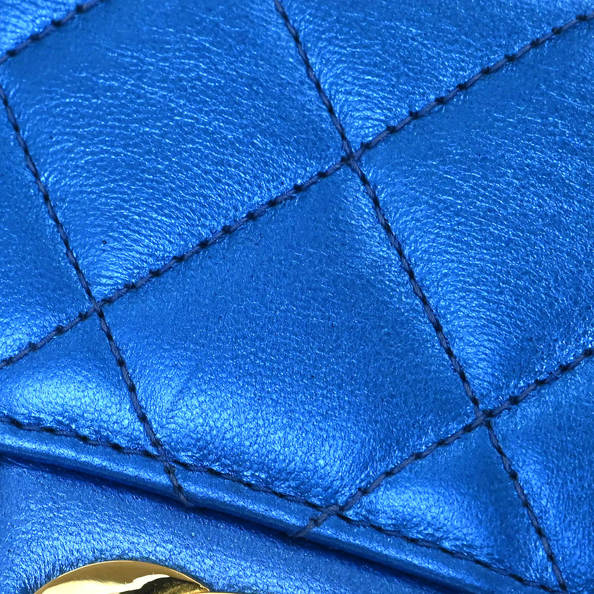 Chanel Metallic Blue Lambskin Mini Square Handbag - Image 6