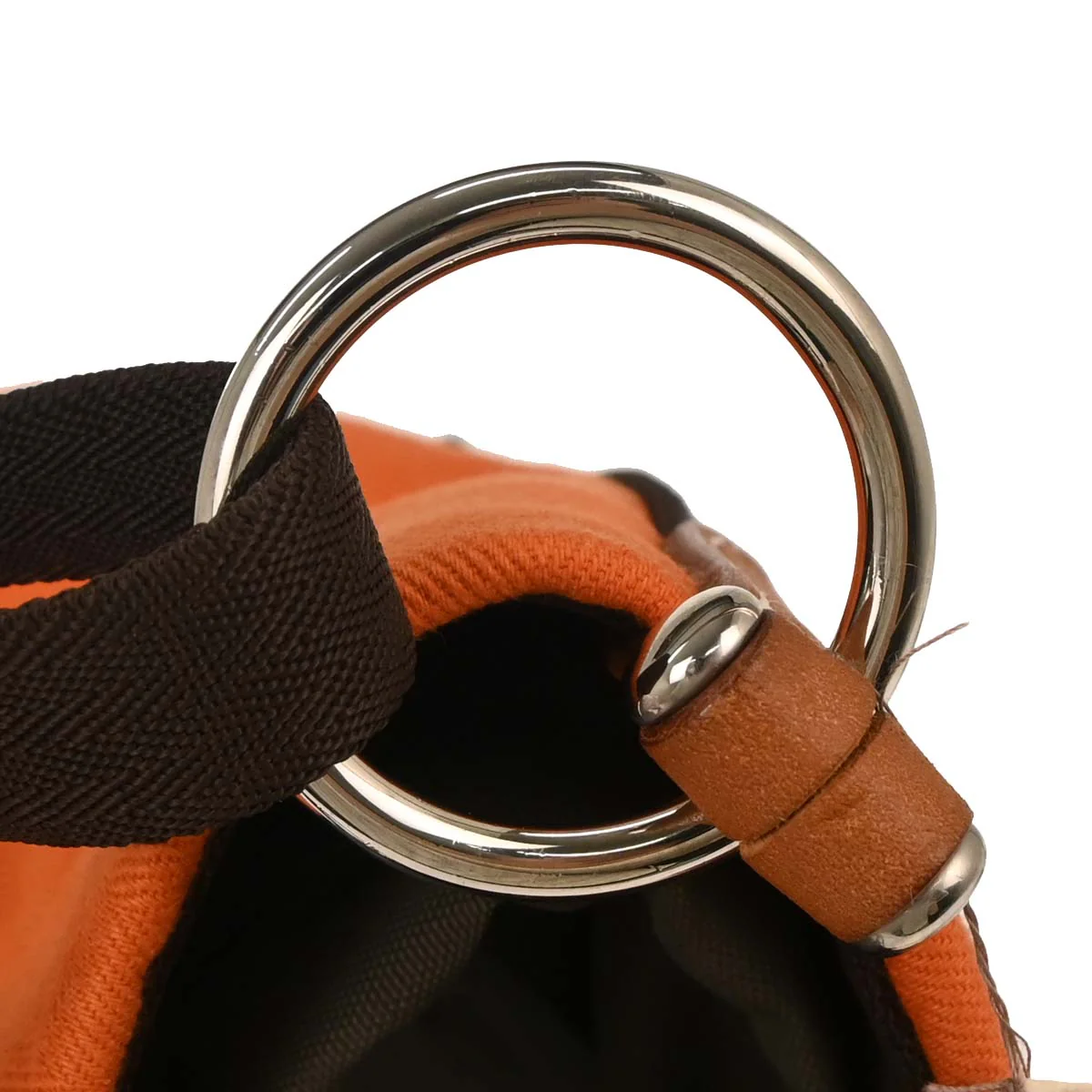 Hermes Orange Toile Chevron Sac de Pansage Bucket Shoulder Bag - Image 5