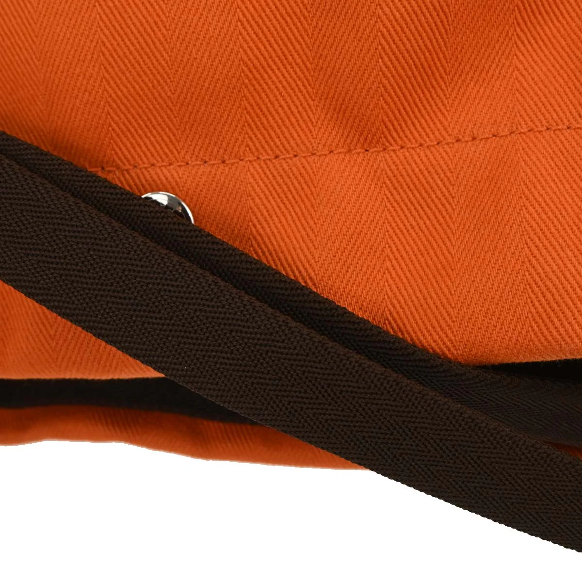 Hermes Orange Toile Chevron Sac de Pansage Bucket Shoulder Bag - Image 6
