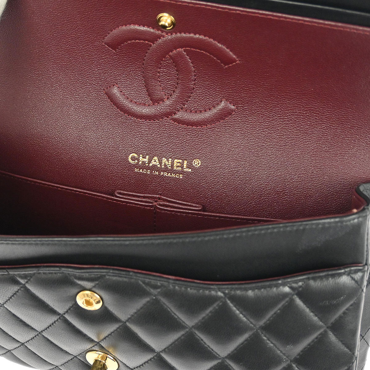 Chanel 2018 Black Lambskin Medium Classic Double Flap Shoulder Bag - Image 8
