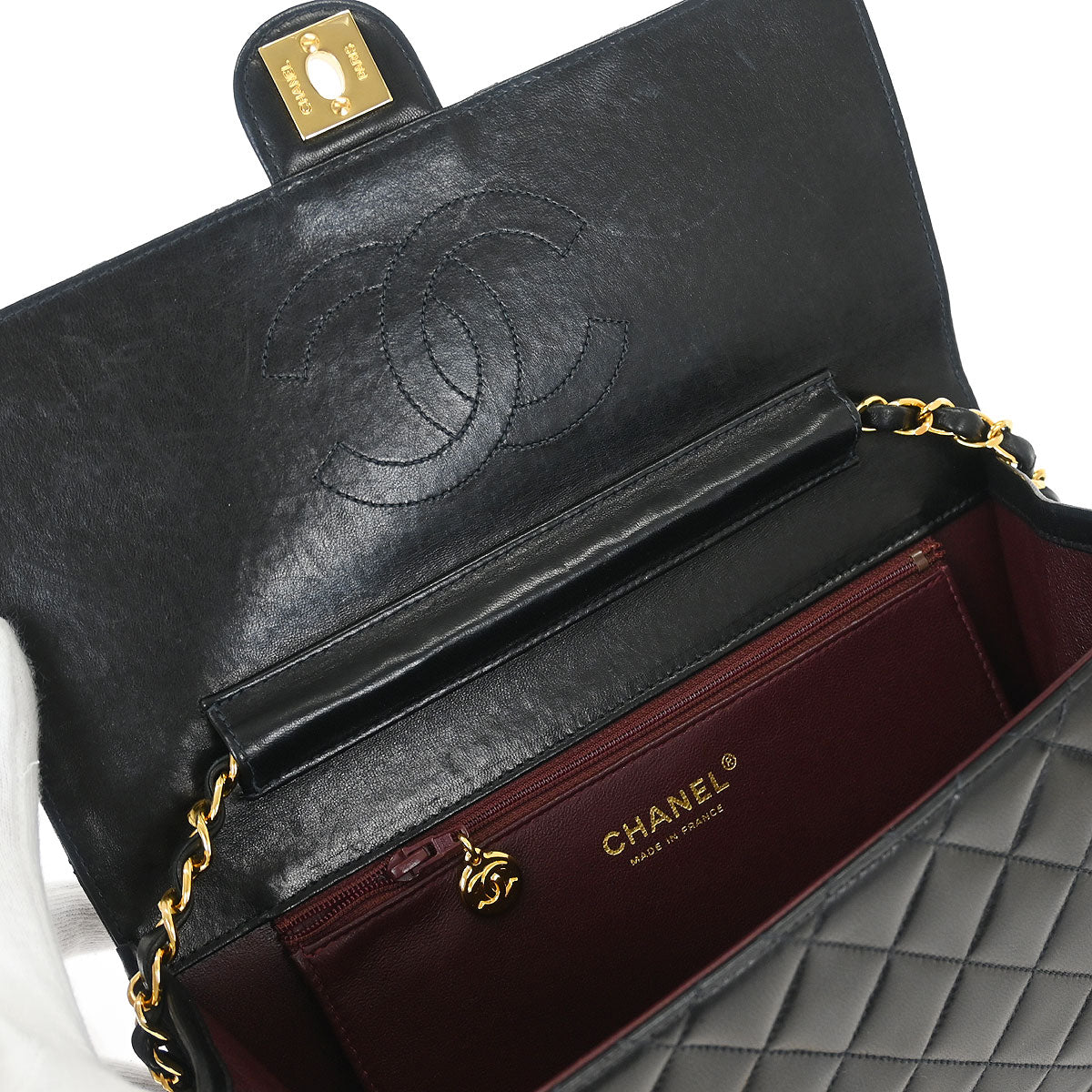 Chanel 2005-2006 Black Lambskin Turnlock Medium Half Flap Shoulder Bag - Image 7
