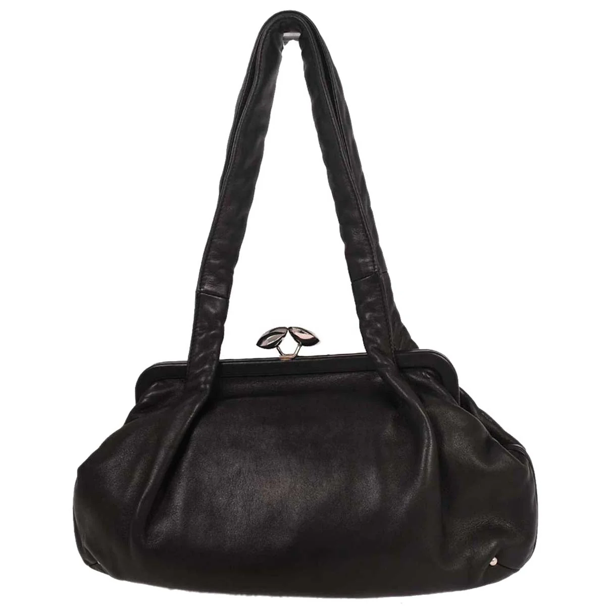 Chanel Black Lambskin Kiss Lock Handbag - Image 3