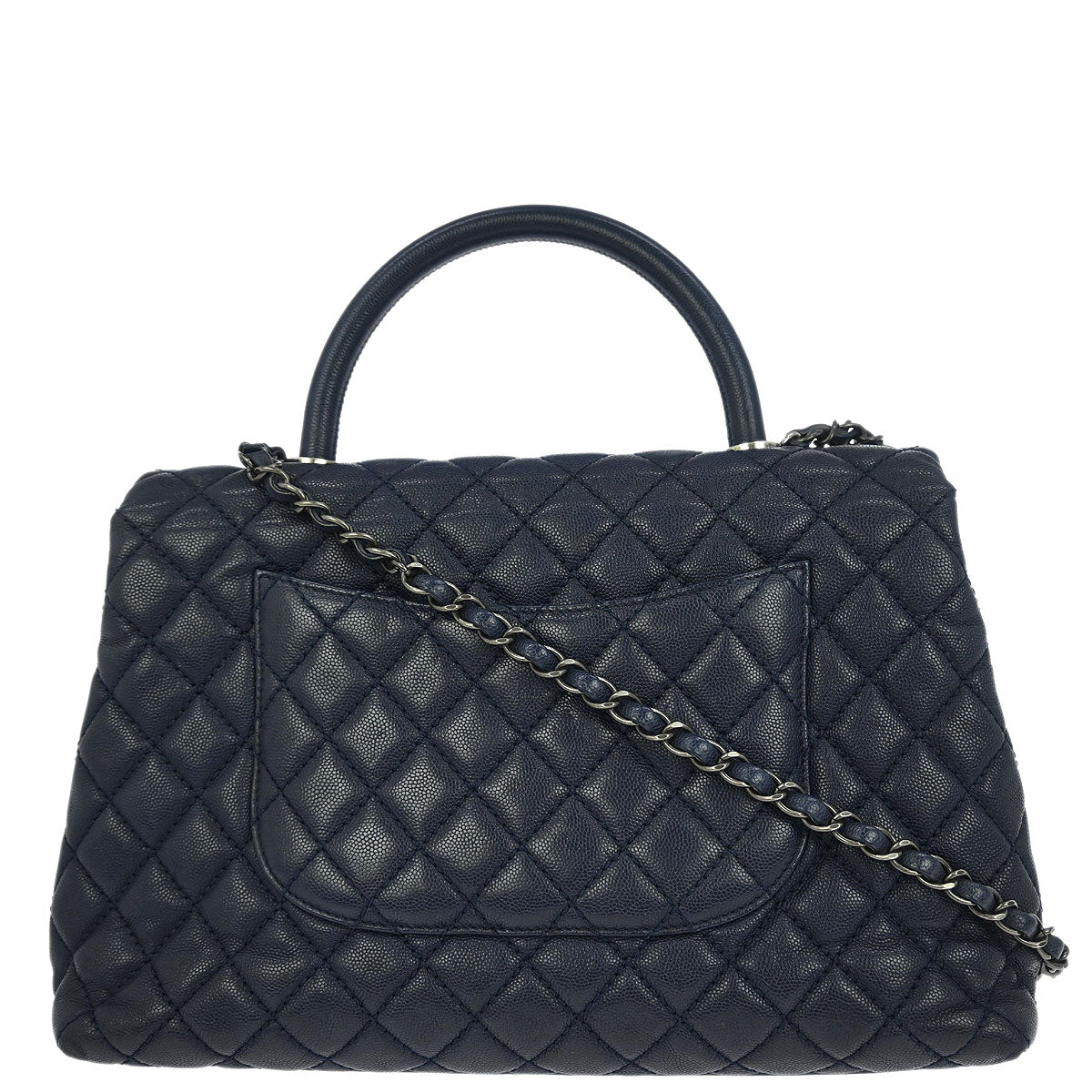 Chanel 2016-2017 Navy Caviar Coco Handle 2way Shoulder Handbag - Image 2