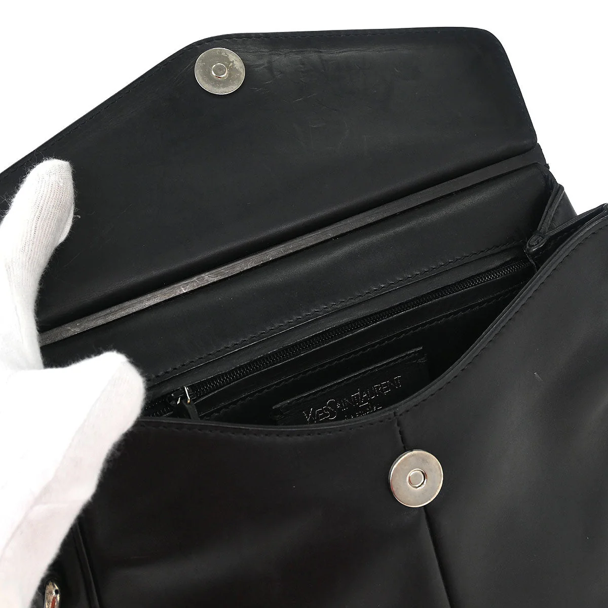 Yves Saint Laurent Rive Gauche Black Leather Shoulder Bag - Image 9