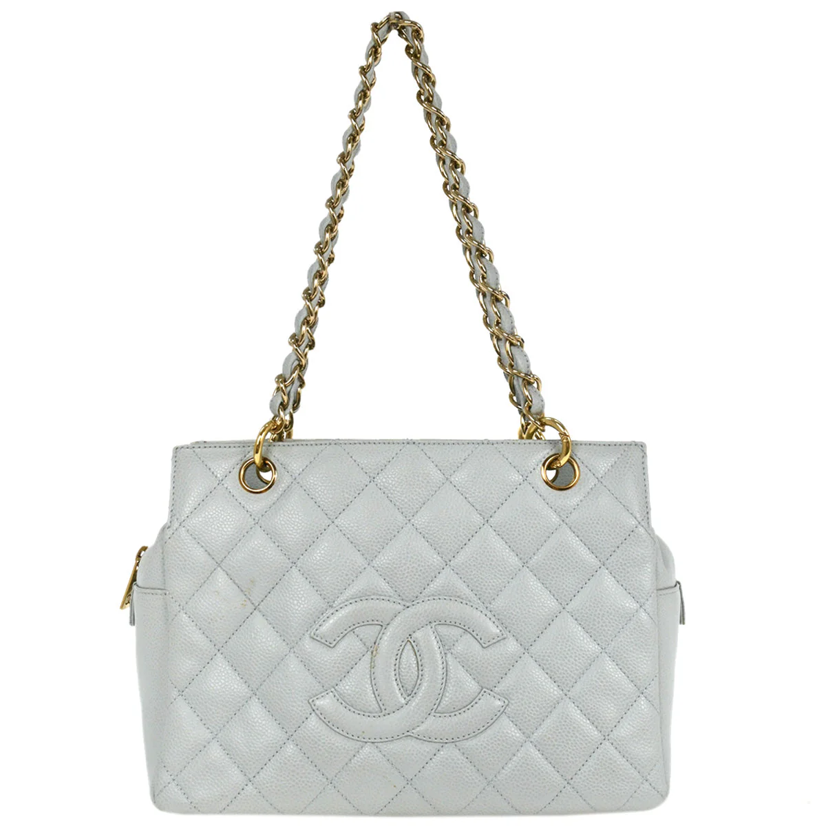 Chanel Light Blue Caviar Petite Timeless Tote PTT Chain Handbag