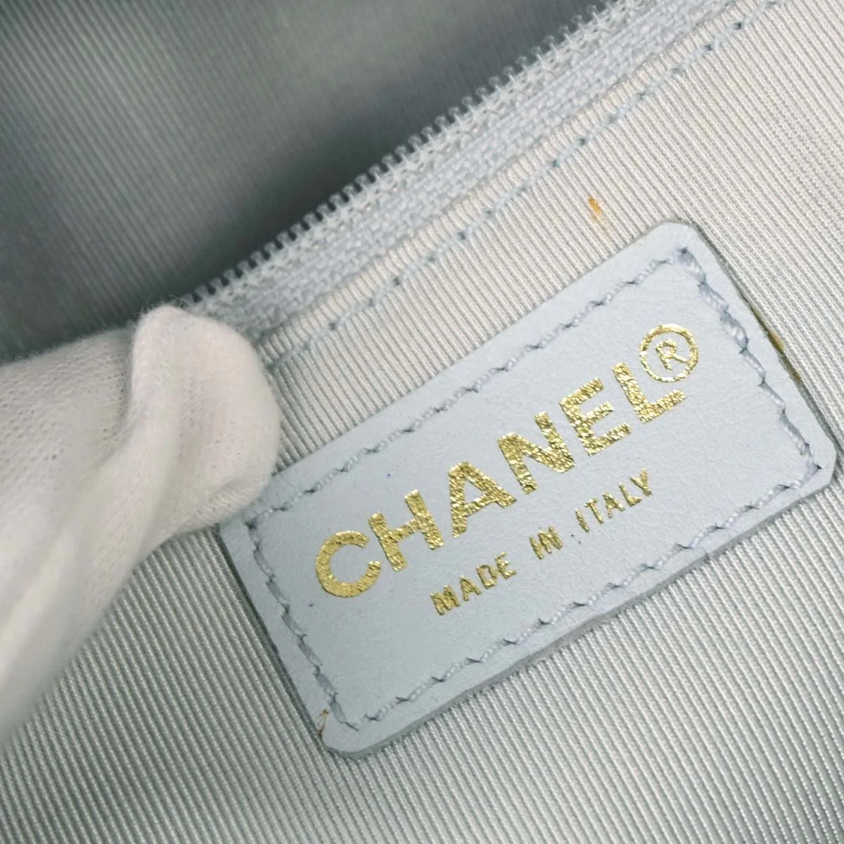 Chanel Light Blue Caviar Petite Timeless Tote PTT Chain Handbag - Image 9