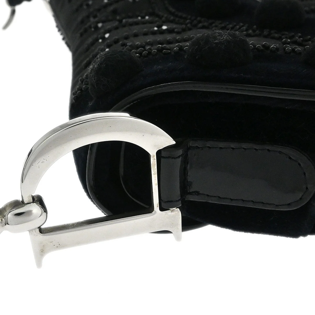 Christian Dior Black Velvet Beaded Saddle Handbag - Image 5