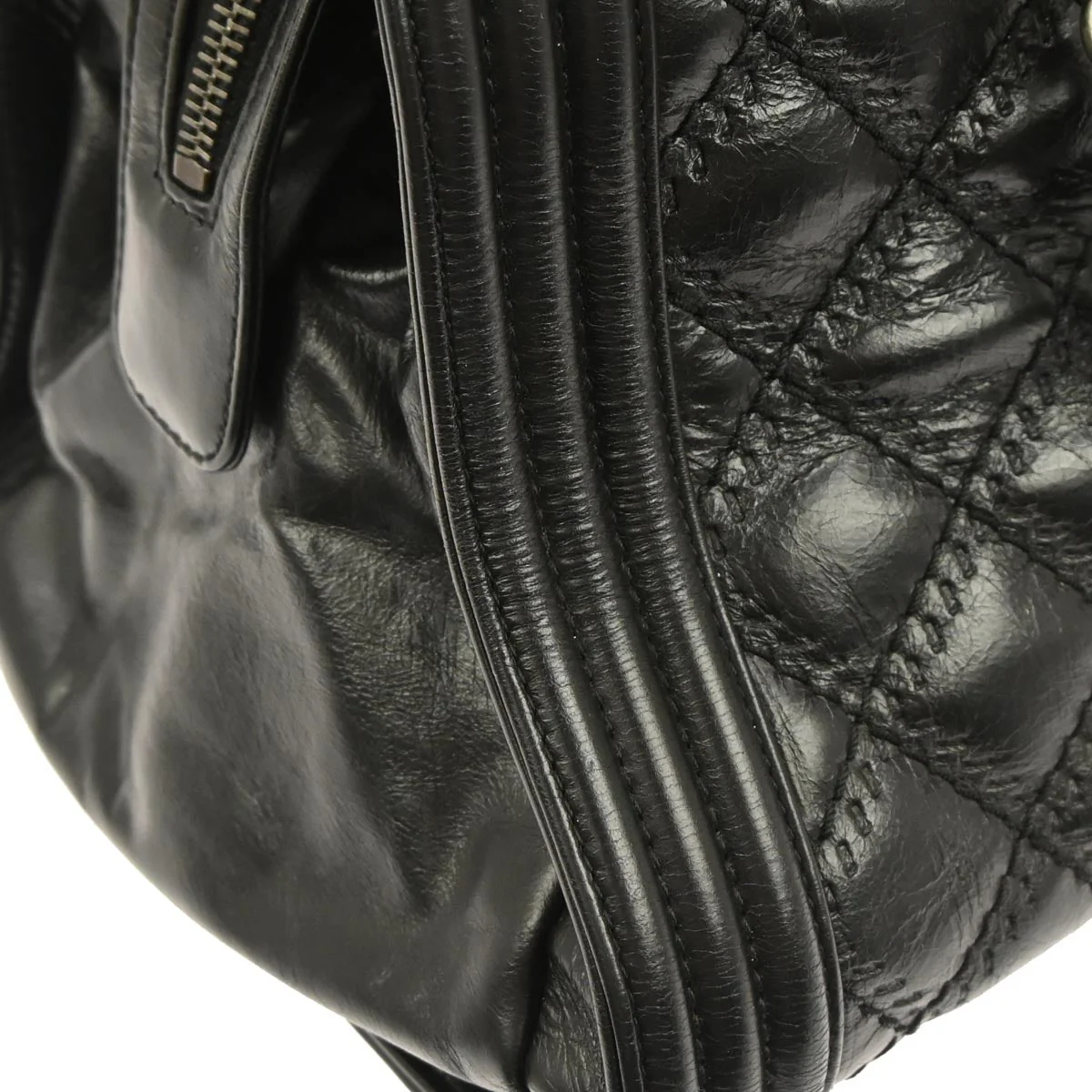 Boy Chanel Black Calfskin Double Stitch ShoulderTote Bag - Image 3