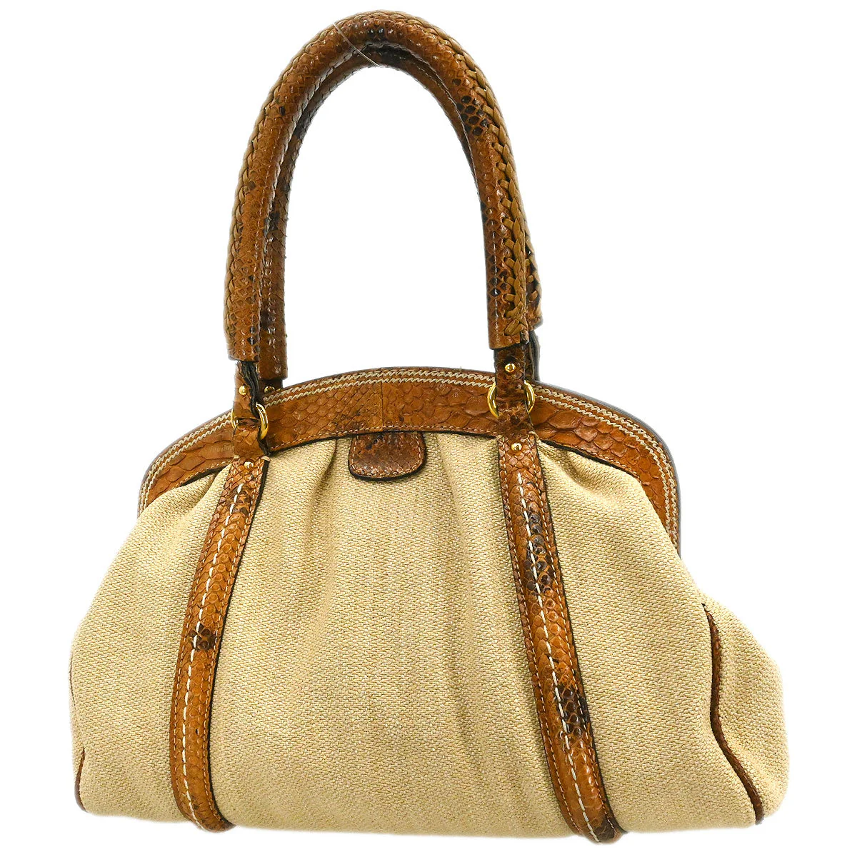 Christian Dior * Beige Canvas Python Handbag - Image 2