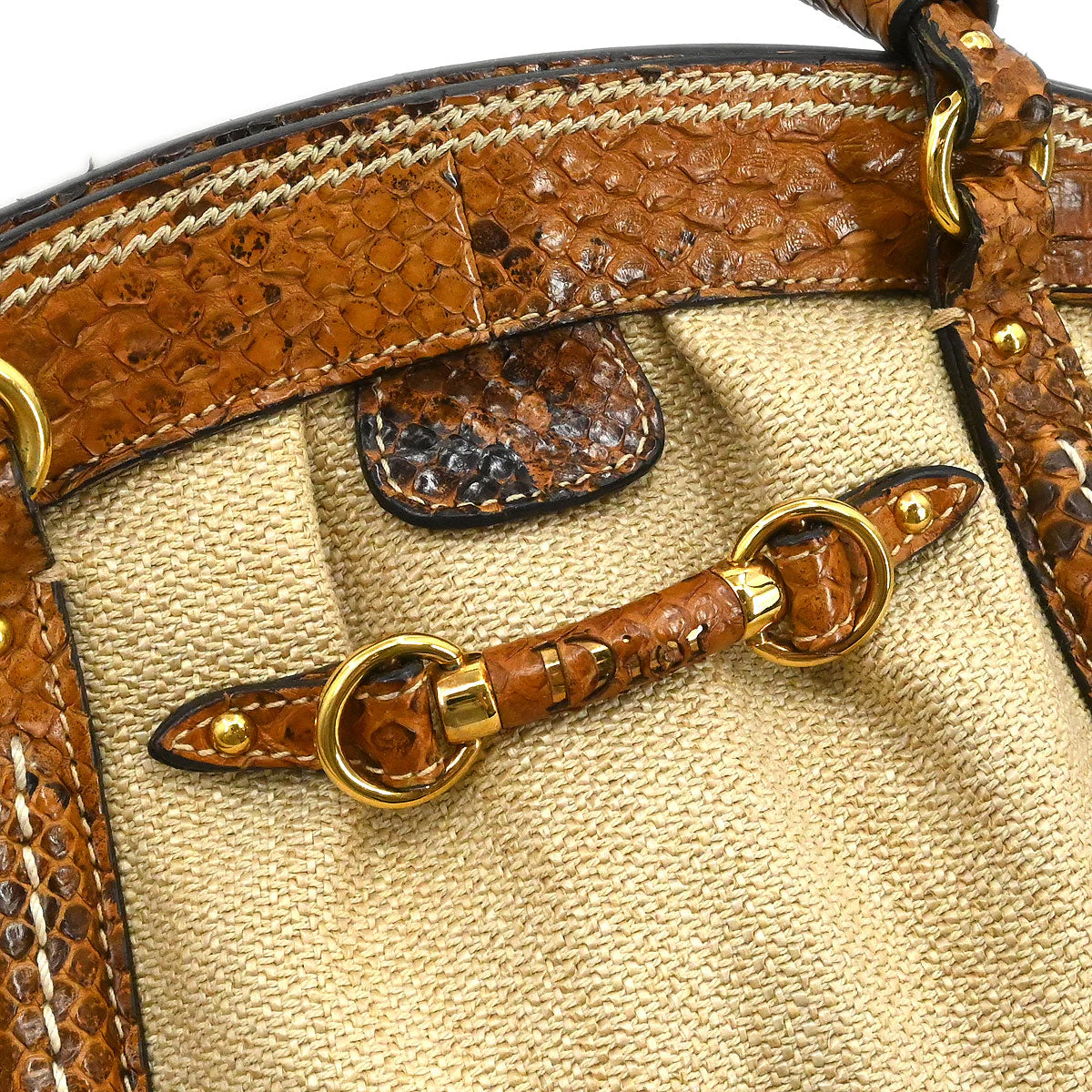 Christian Dior * Beige Canvas Python Handbag - Image 4
