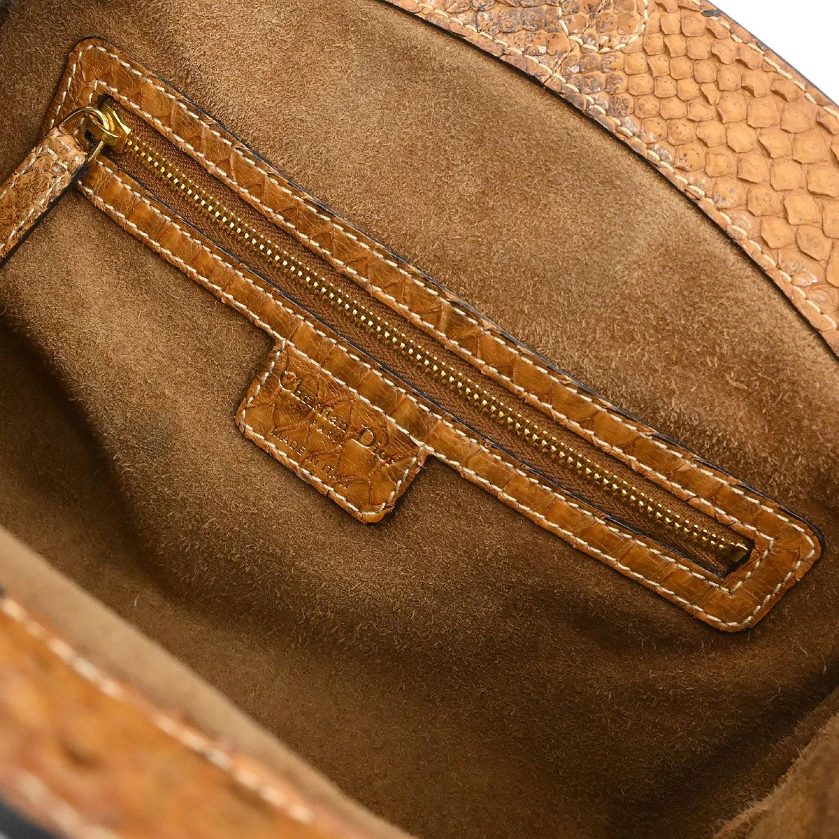 Christian Dior * Beige Canvas Python Handbag - Image 9