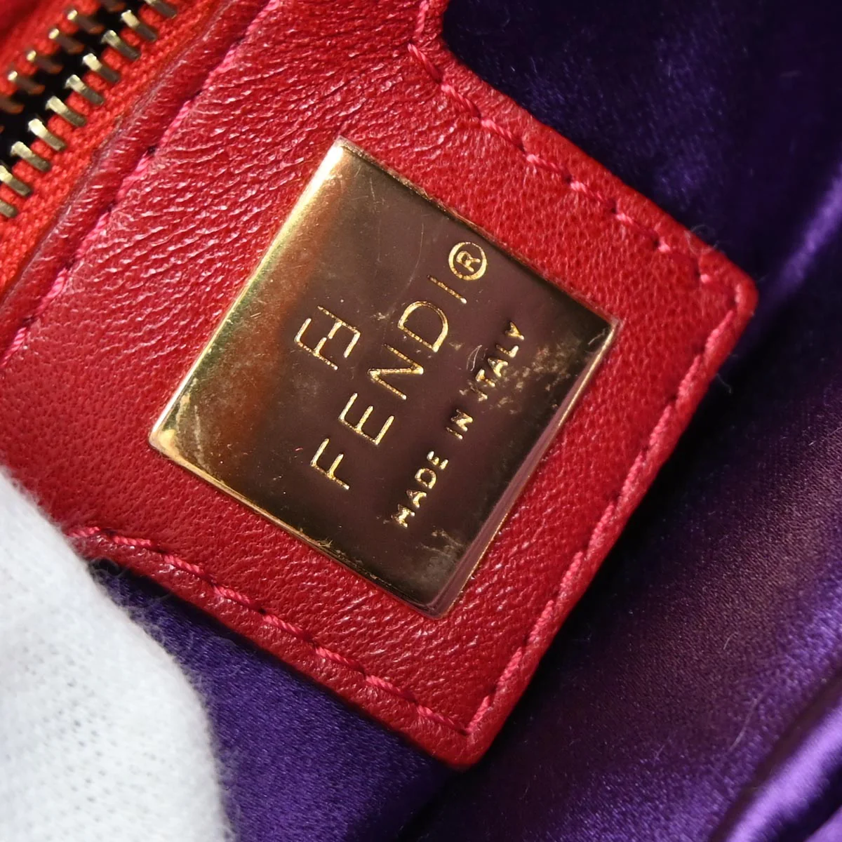 Fendi Red Suede Baguette Handbag - Image 10