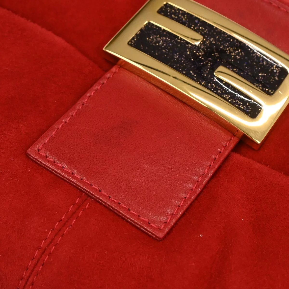 Fendi Red Suede Baguette Handbag - Image 4