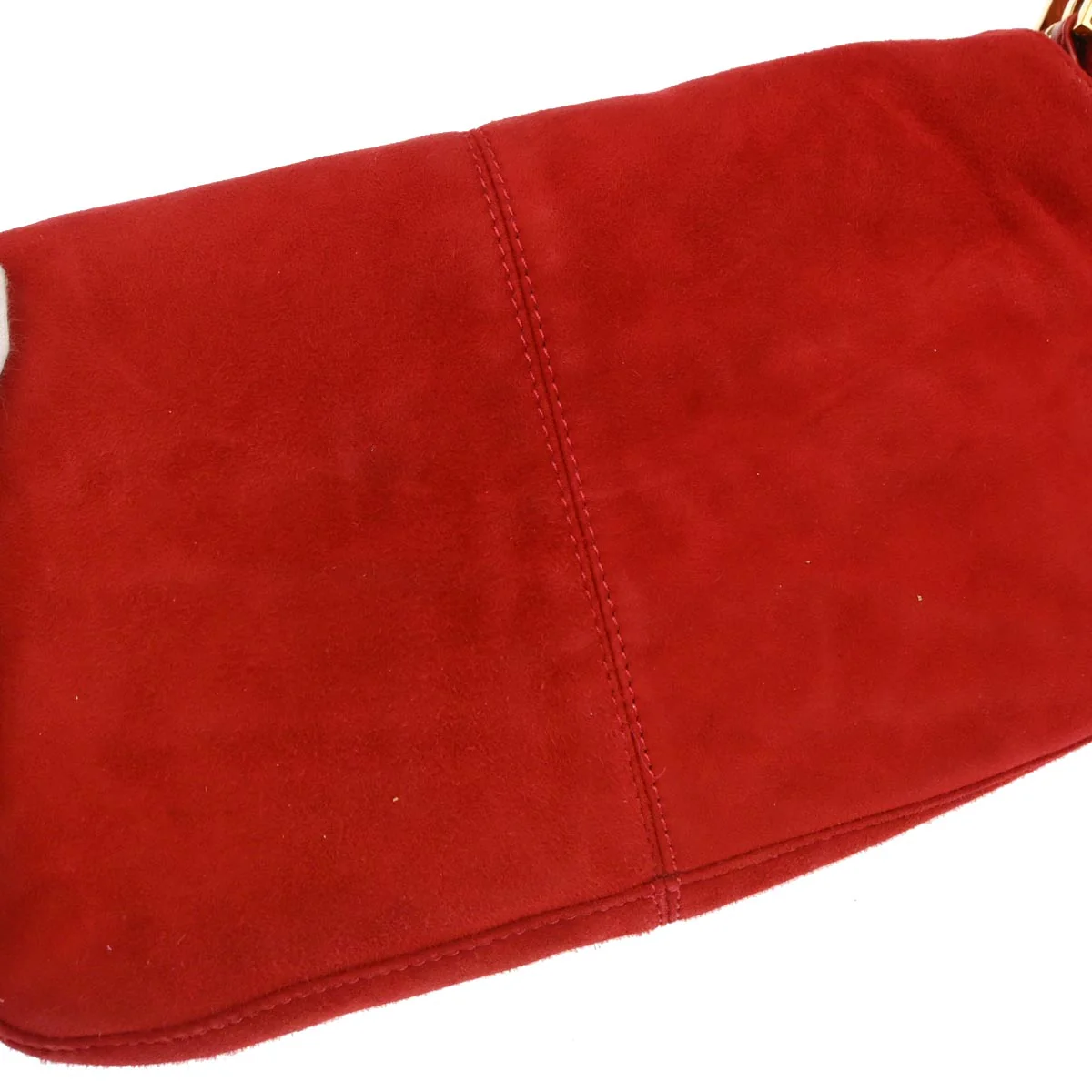 Fendi Red Suede Baguette Handbag - Image 5