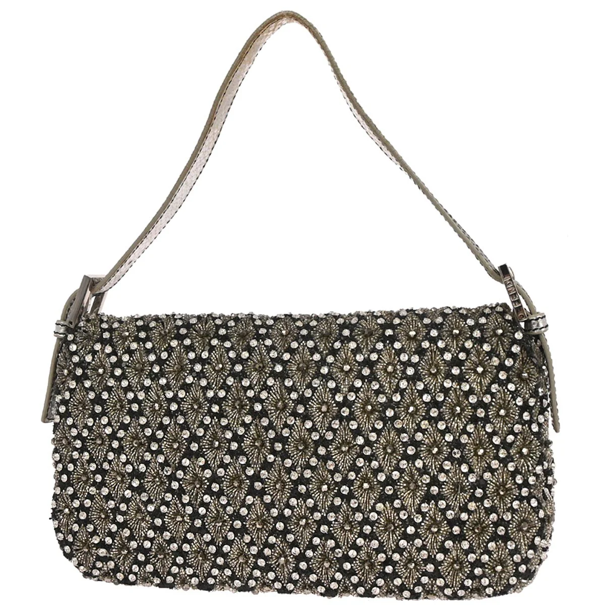 Fendi * Silver Rhinestone Python Baguette Handbag - Image 2