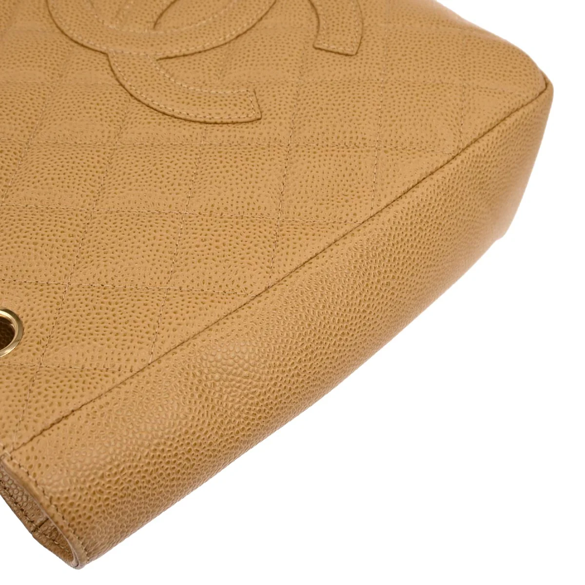Chanel 2003-2004 Beige Caviar Petite Shopping Tote PST Chain Handbag - Image 5