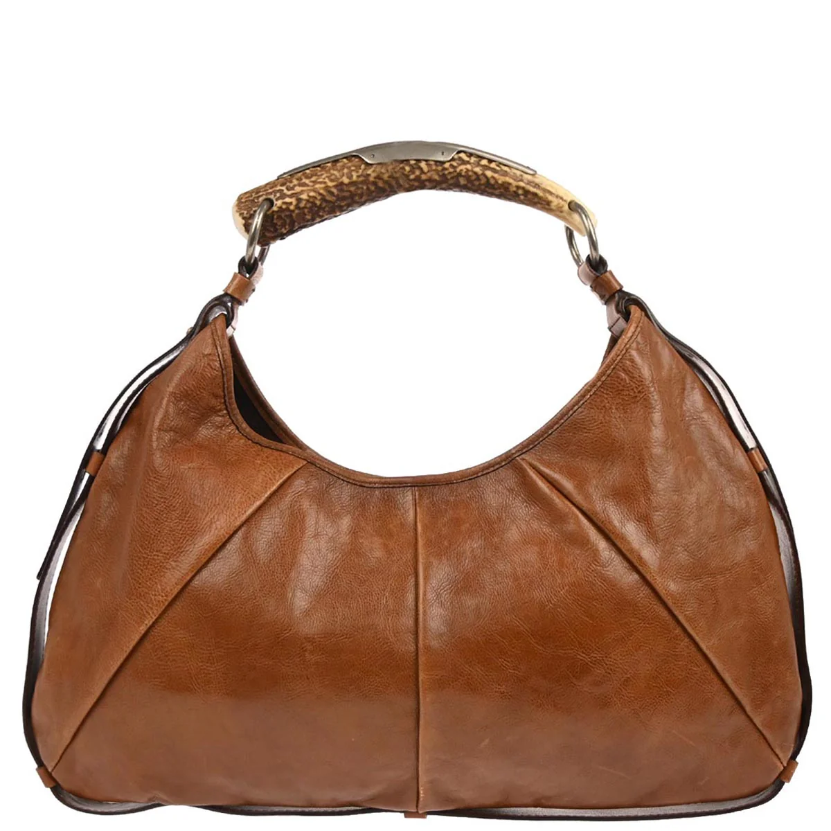 Yves Saint Laurent Brown Leather Large Mombasa Handbag
