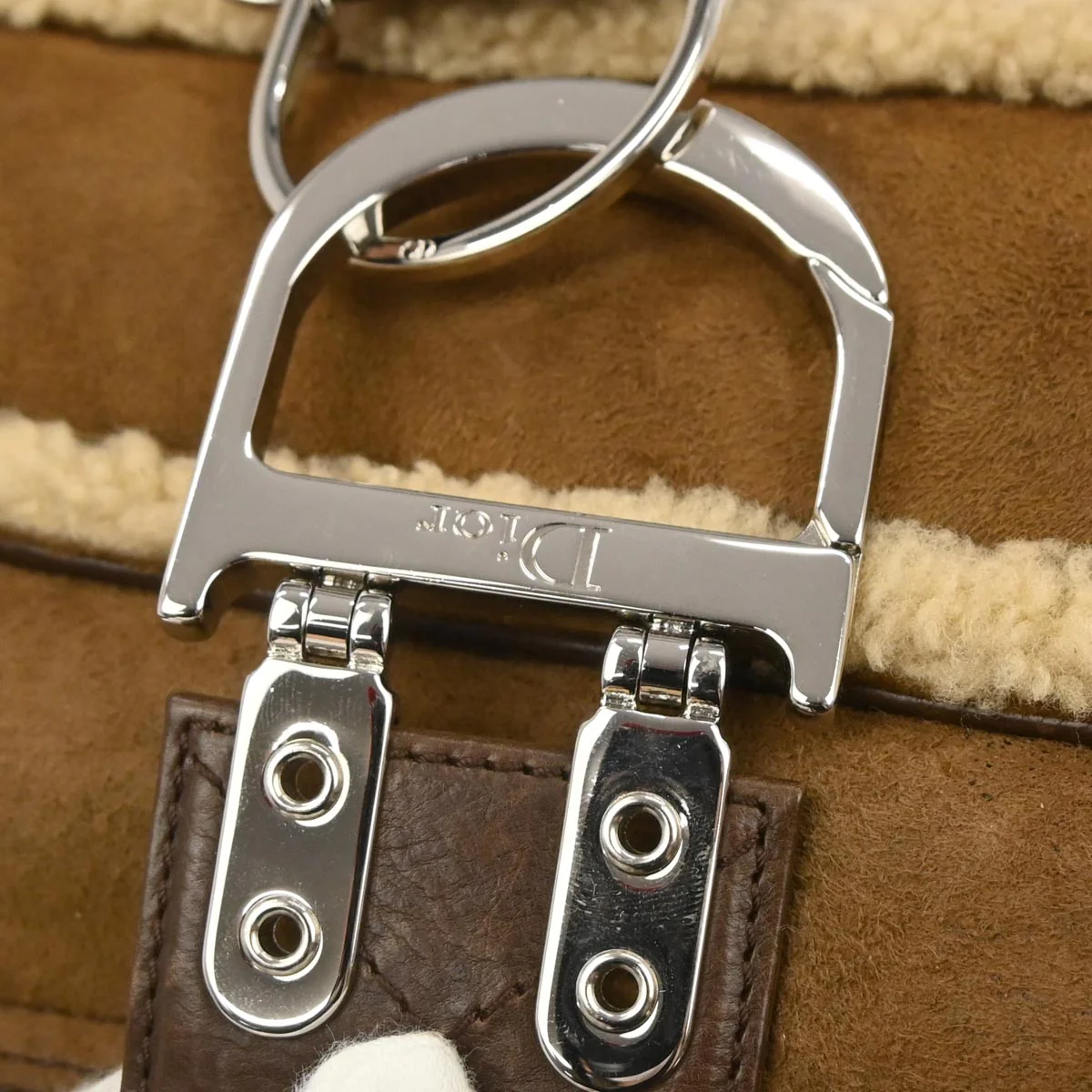 Christian Dior Brown Mouton Flight Handbag - Image 3