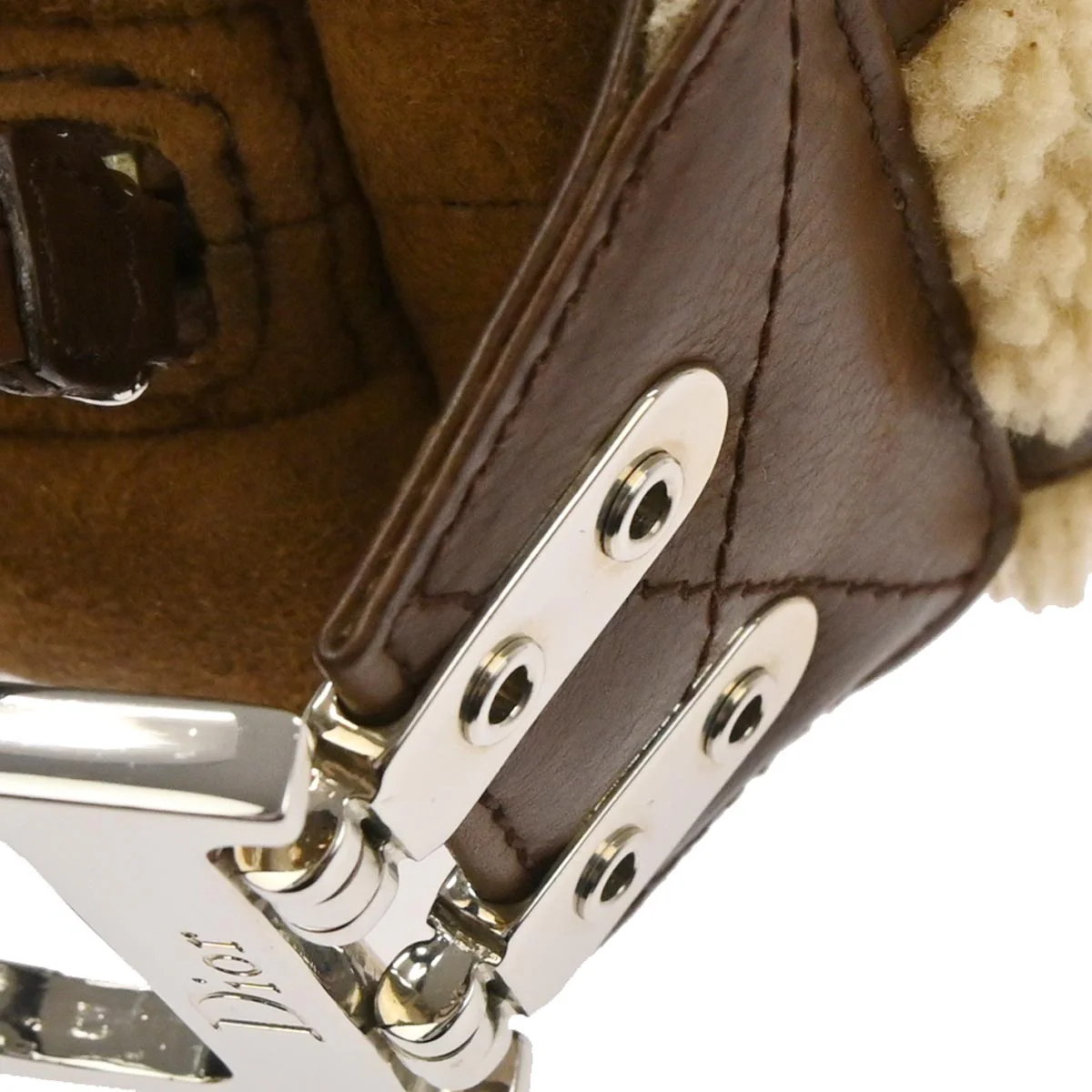 Christian Dior Brown Mouton Flight Handbag - Image 4